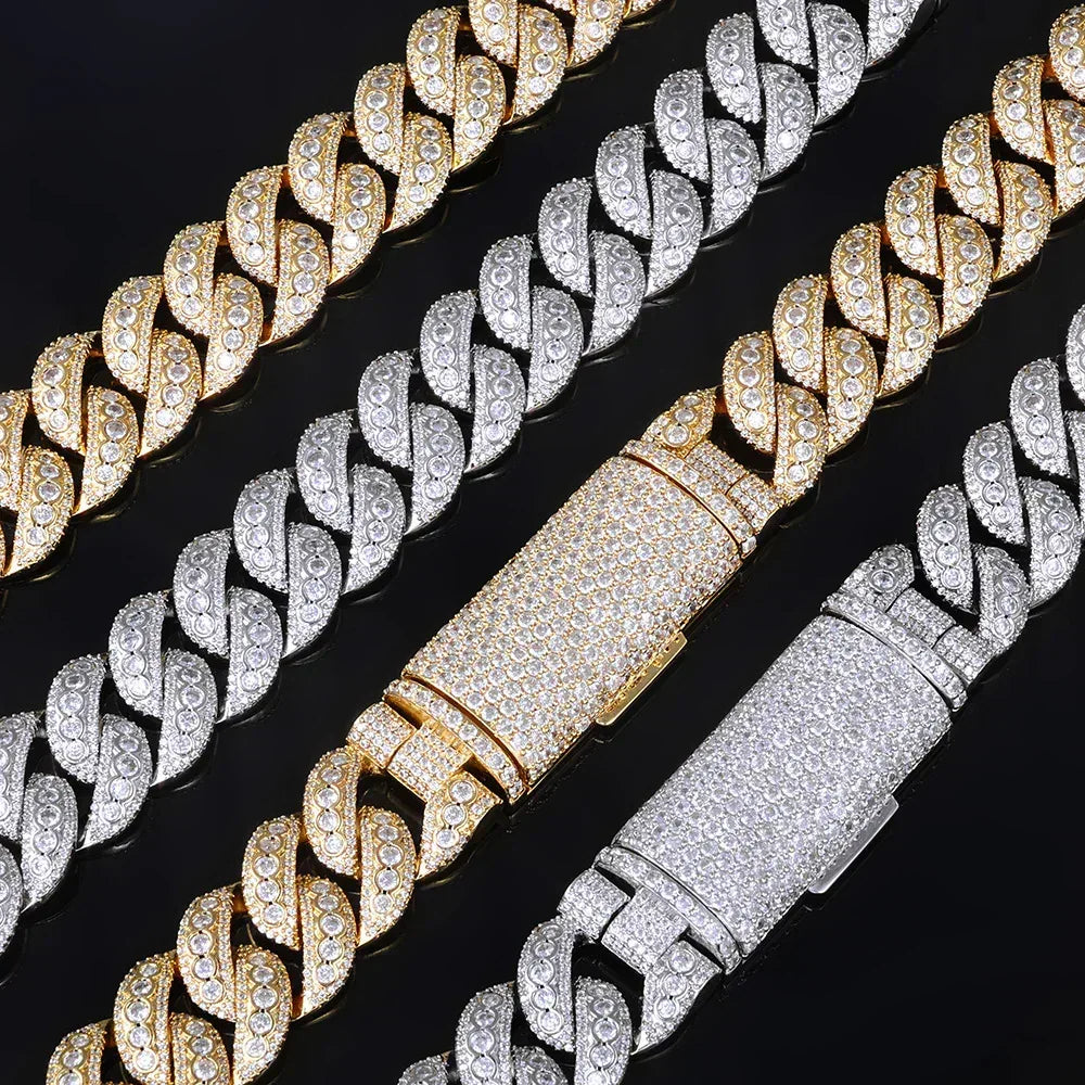 18mm Flip Clasp Full Cuban Link Necklace Hip Hop Bling Jewelry for Men | Caratix Jewelry - CaratixJewelry